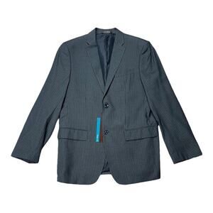 Perry Ellis Mens Two Button Suit Jacket Charcoal Pinstripe Classic Fit 40R New